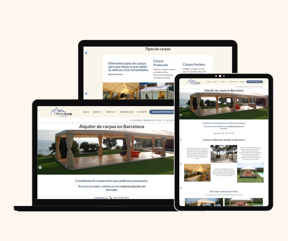 diseño web web de alquiler de carpas